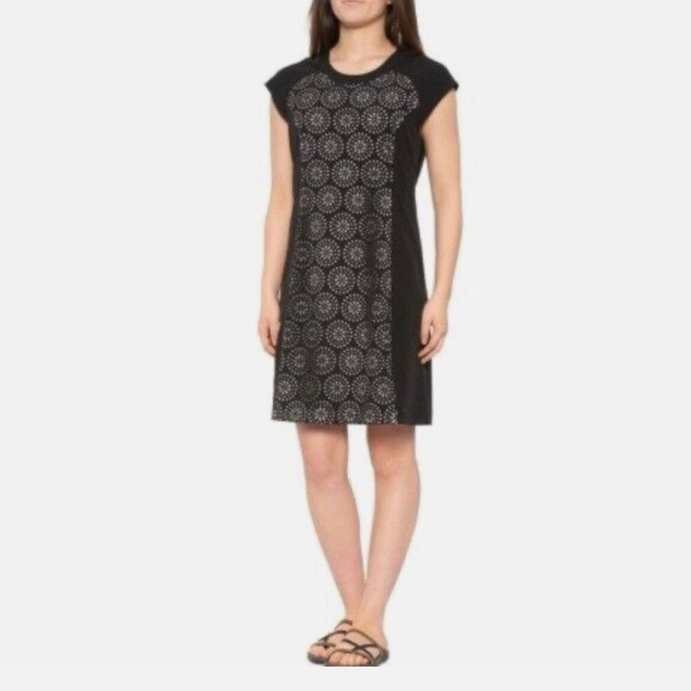 Krimson Klover Jasmine Laser Cut Short Sleeve Mini Dress XS Black Floral Outdoor